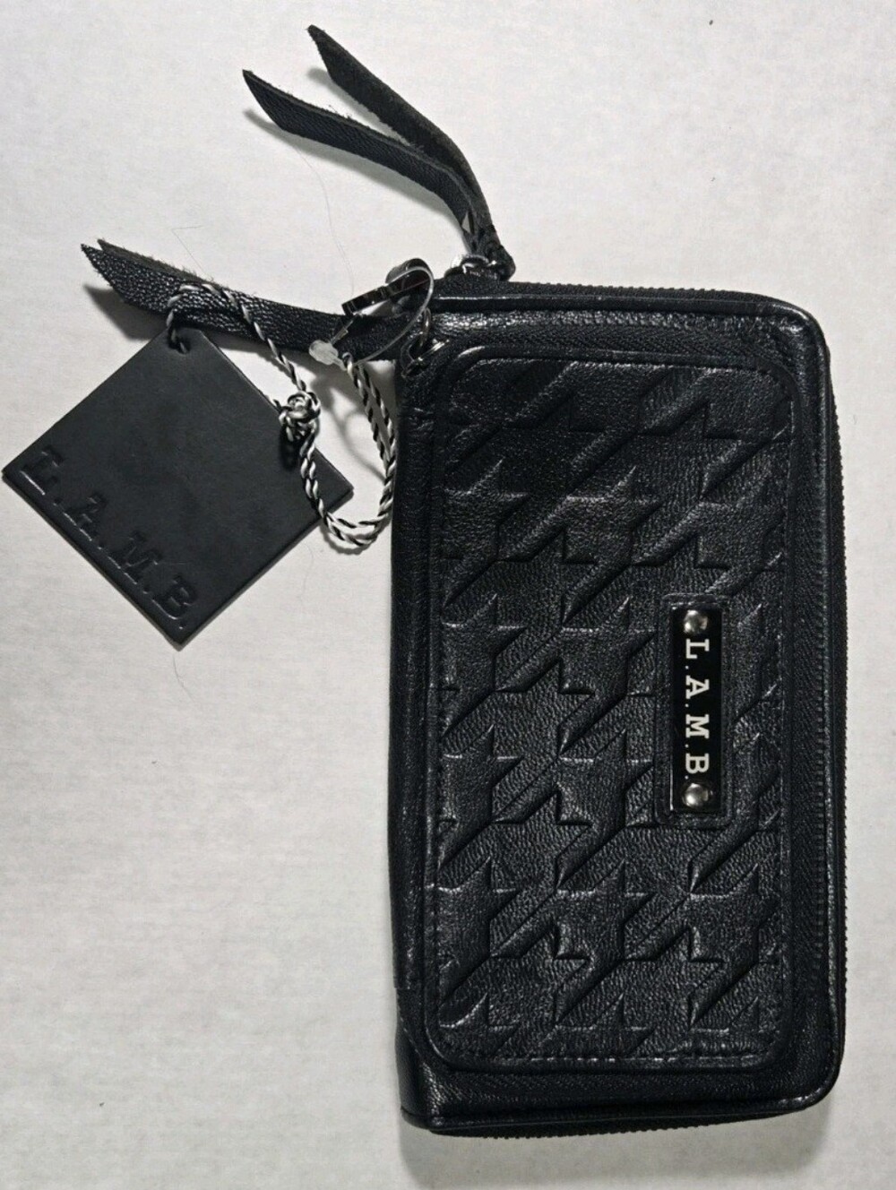 L.A.M.B. by Gwen Stefani Houndstooth Leather Wallet Designer Archive Y2K Revival